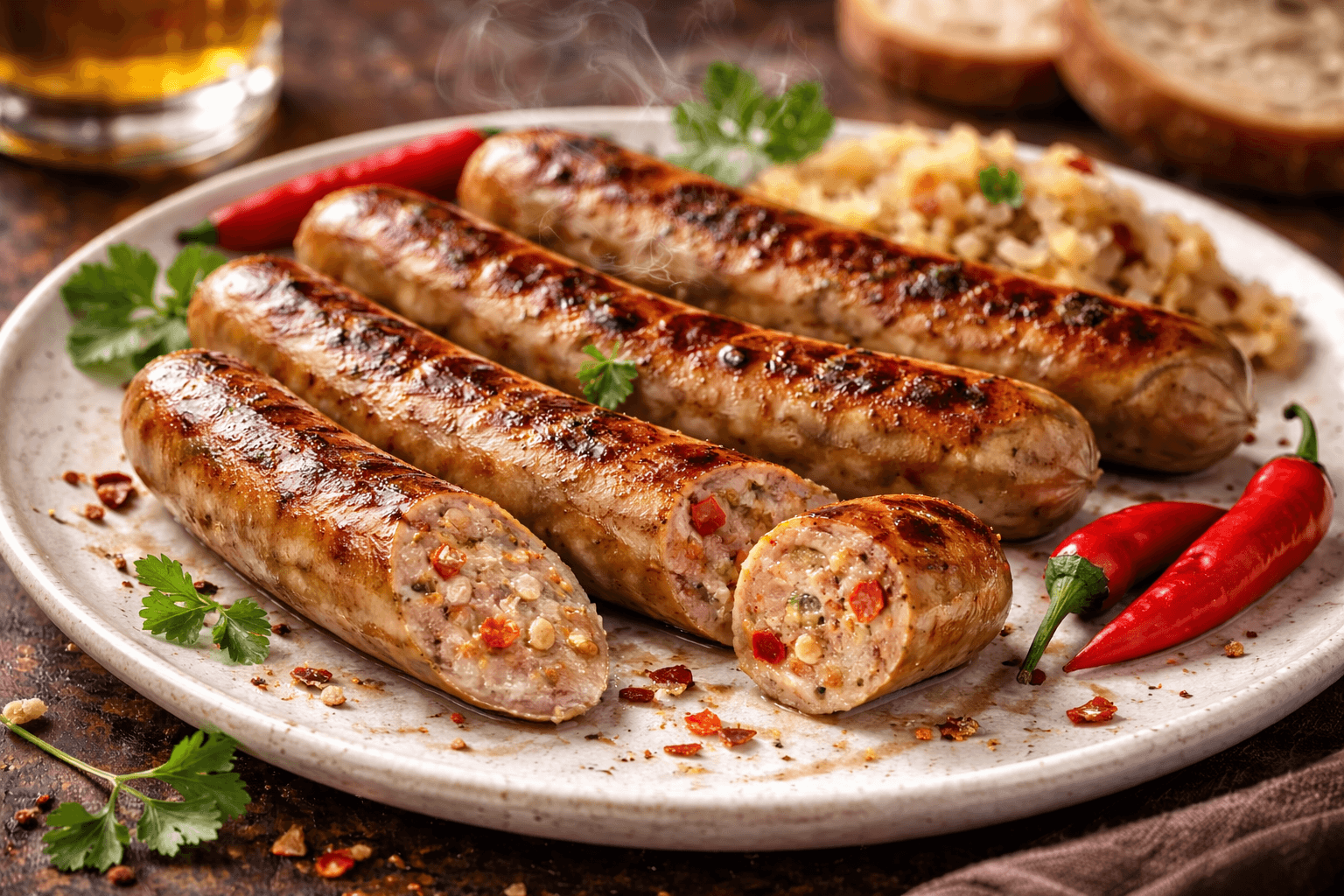Geräucherte Chili Bratwurst